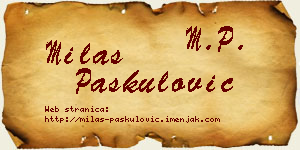 Milas Paskulović vizit kartica